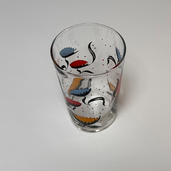 Mid Century Modern Hand-Painted Floral Glass Tumblers | Retro Atomic Barware | - Picture 6 of 8